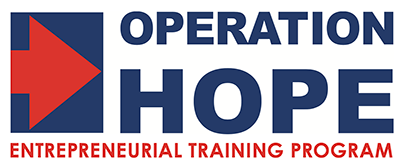 10F- Operation Hope Operation HOPE Logo. Red arrow with blue background to the left. "Entrepreneurial Training Program" underneath.