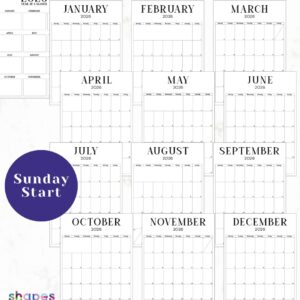 2026 Wall Calendar Sunday Start